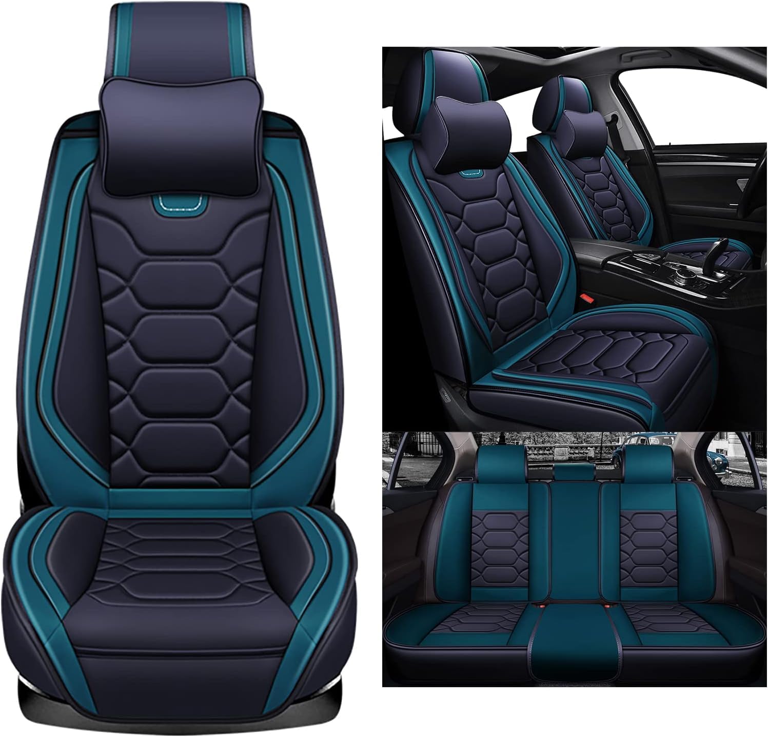 Uomeng Autositzbezüge komplettes Set Universal in Stylish Design | Schonbezüge für Vordersitze und Rückbank | Auto Sitzbezüge Airbag Kompatibel | Premium Wasserdicht Sitzbezug, Grün Uomeng Autositzbezüge komplettes Set Universal in Stylish Design | Schonbezüge für Vordersitze und Rückbank | Auto Sitzbezüge Airbag Kompatibel | Premium Wasserdicht Sitzbezug, Grün von Uomeng