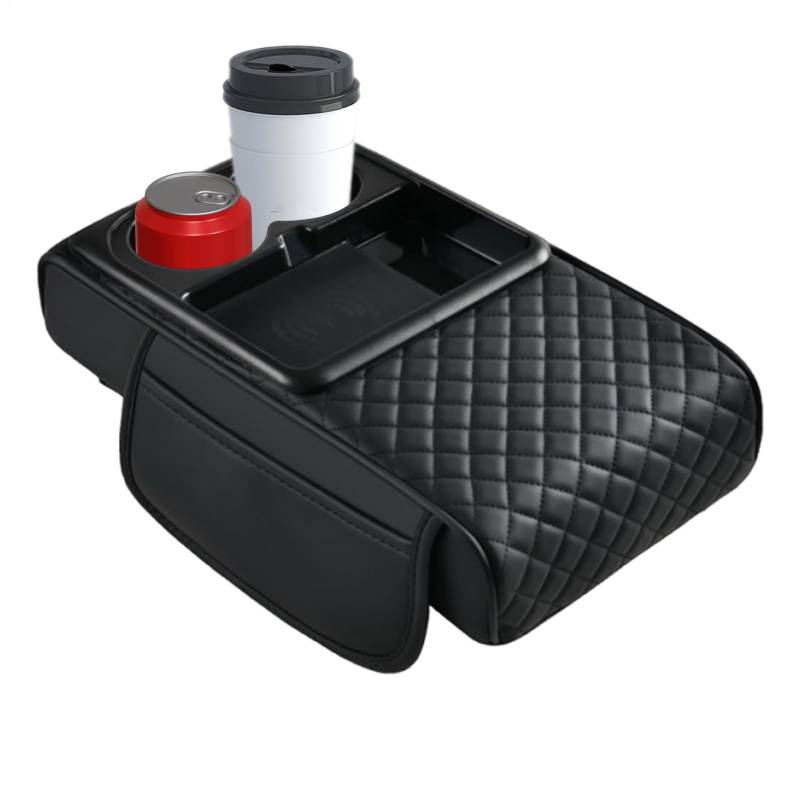 Armrest Car, Multifunctional Arm Rest Cup Holder with Wireless Charging, 14.17x7.87x2.95 Inches Protective Cover, Car Interior for Daily Driving and Long Distance Travel von Uonguon