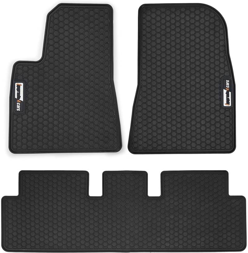 Upgrade4cars Auto Fußmatten Set kompatibel für Tesla Model 3 | Fussmatten für Vorne & Hinten in Schwarz | wasserdichte Gummimatten | Autozubehör Innenraum von Upgrade4cars