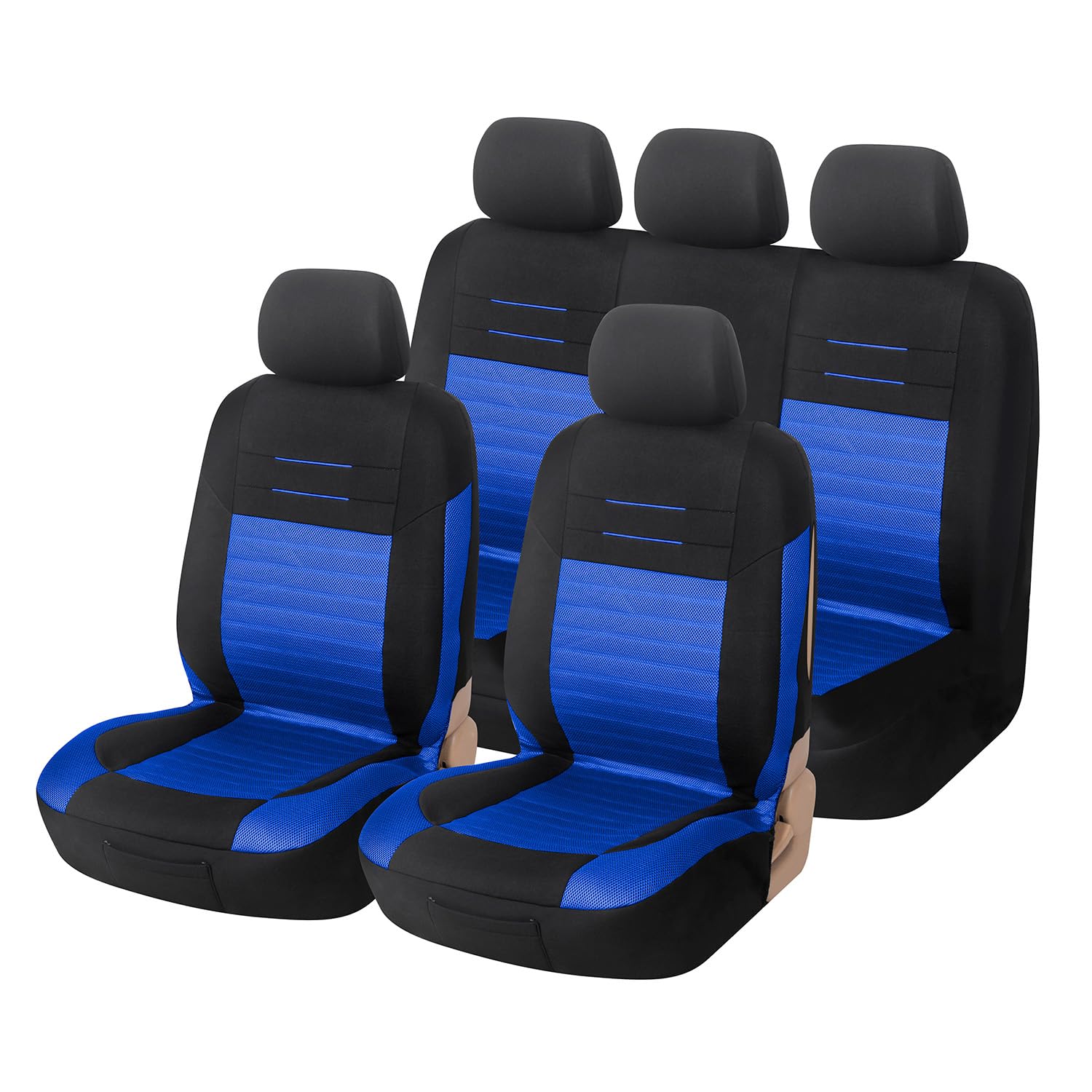 Upgrade4cars Auto-Sitzbezüge Blau Schwarz | Auto-Schonbezüge Set für Vordersitze & Rückbank | Auto-Sitzbezug Universal von Upgrade4cars