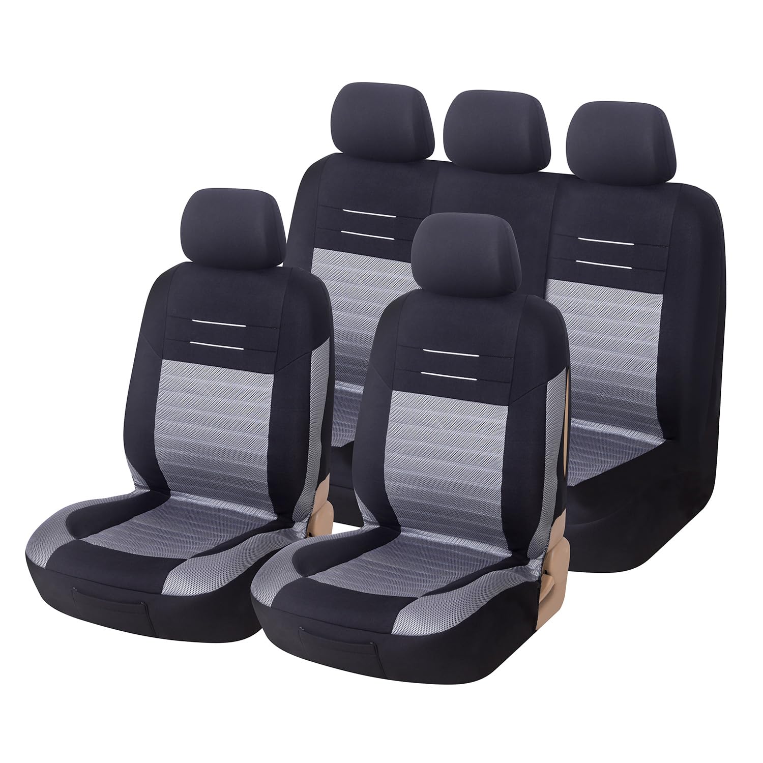 Upgrade4cars Auto-Sitzbezüge Grau Schwarz | Auto-Schonbezüge Set für Vordersitze & Rückbank | Auto-Sitzbezug Universal von Upgrade4cars