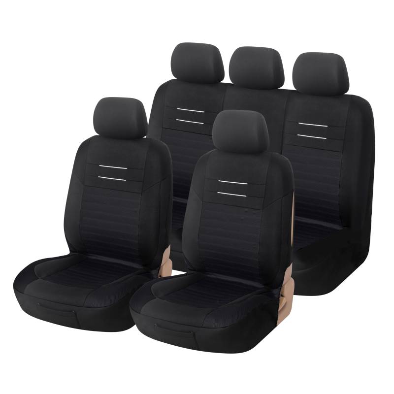 Upgrade4cars Auto-Sitzbezüge Schwarz | Auto-Schonbezüge Set für Vordersitze & Rückbank | Auto-Sitzbezug Universal von Upgrade4cars