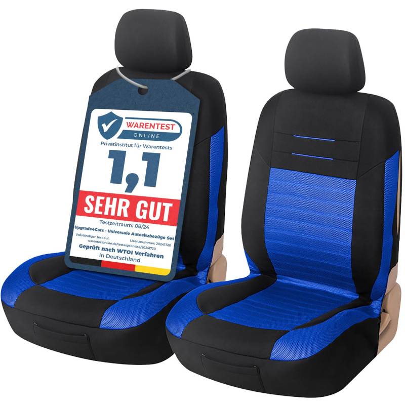 Upgrade4cars Autositzbezüge Vordersitze Blau Schwarz | Autositzbezug Set Universal | Autoschonbezüge für Fahrersitz & Beifahrer von Upgrade4cars