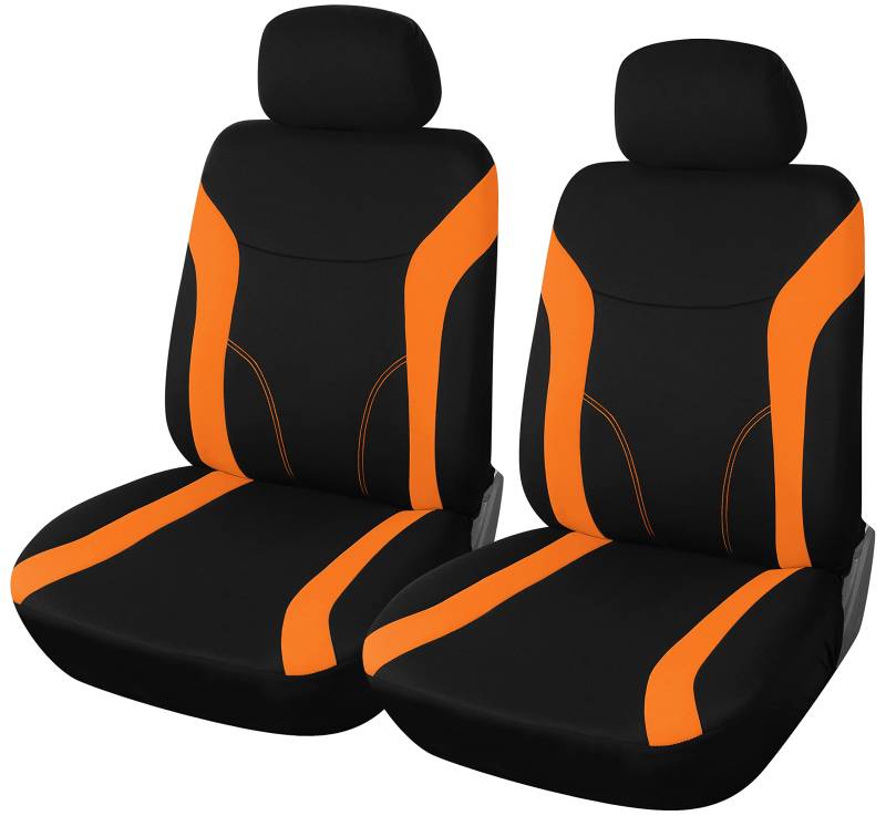Upgrade4cars Auto-Sitzbezüge Vordersitze Orange Schwarz | Auto-Sitzschoner Set Universal für Fahrersitz & Beifahrer | Auto-Zubehör Innenraum von Upgrade4cars