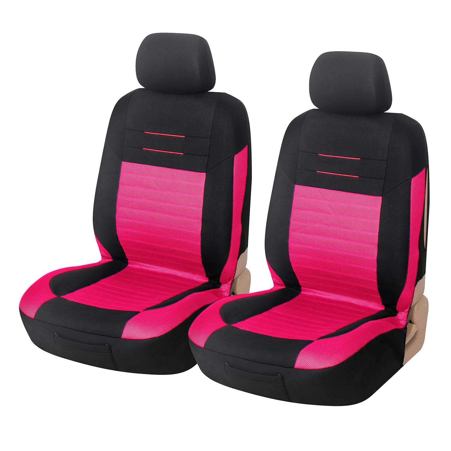 Upgrade4cars Auto-Sitzbezüge Vordersitze Rosa Schwarz | Auto-Sitzbezug Set Pink Universal | Auto-Schonbezüge für Fahrersitz & Beifahrer von Upgrade4cars