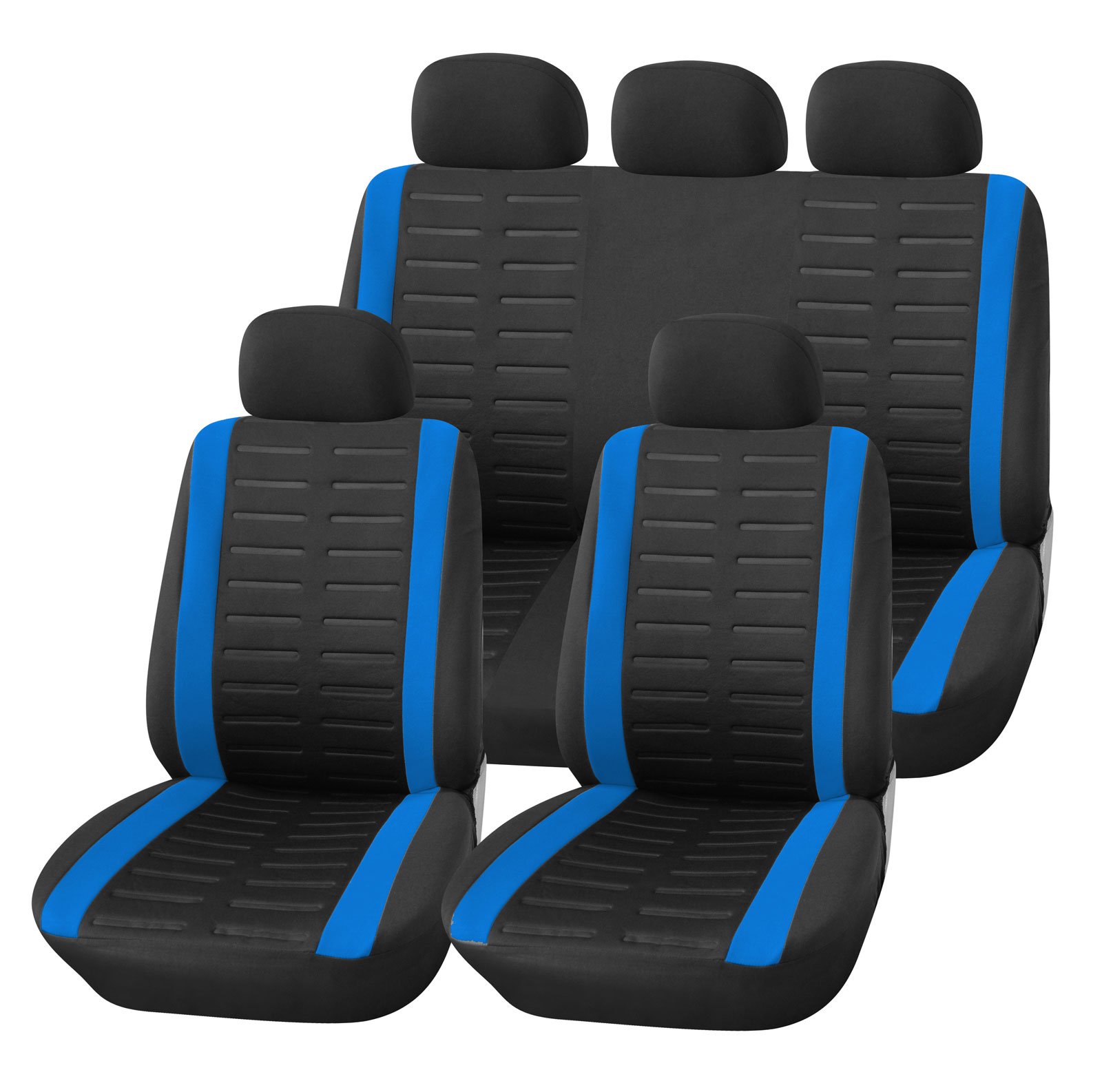 Upgrade4cars Autositzbezüge Set Universal | Auto-Schonbezüge für die Vordersitze & Rückbank in Blau mit Seitenairbag Sollreißnaht von Upgrade4cars