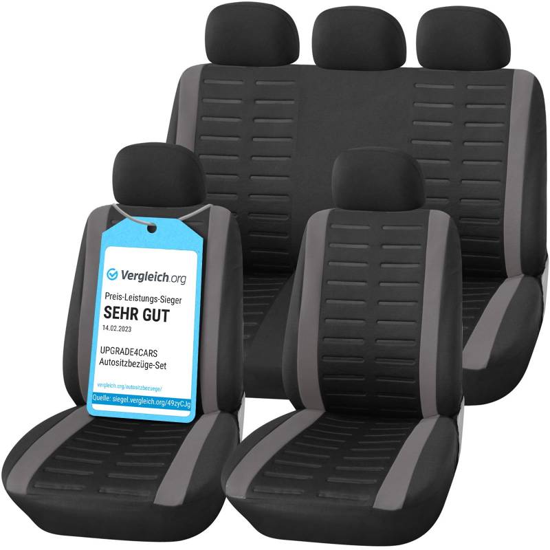 Upgrade4cars Autositzbezüge Set Universal | Auto-Schonbezüge für die Vordersitze & Rückbank in Grau von Upgrade4cars