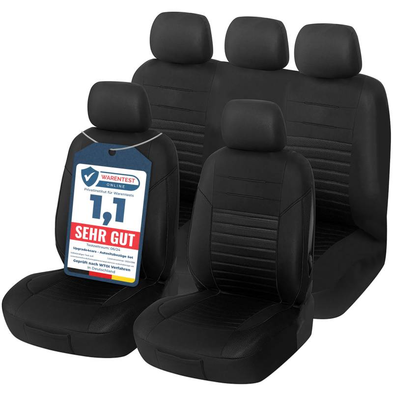 Upgrade4cars Autositzbezüge Set Universal | Autoschonbezüge Vordersitze & Rückbank | Autositzbezug Schwarz | Autozubehör Innenraum Deko | Geschenke für Frauen und Männer von Upgrade4cars