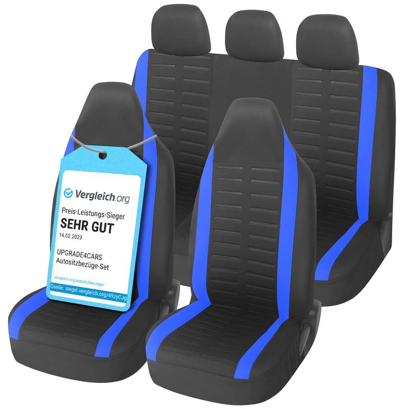 Upgrade4cars Autositzbezüge Set für Pilotensitze | Autositzbezug Komplettset in Blau | Autoschonbezüge Universal mit integrierter Kopfstütze | Autozubehör Innenraum Deko von Upgrade4cars