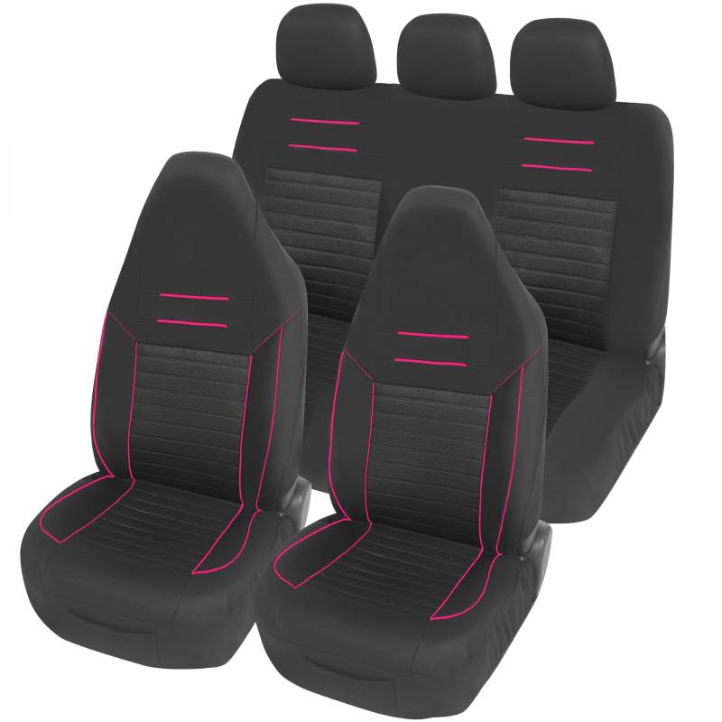 Upgrade4cars Autositzbezüge Set für Pilotensitze | Autositzbezug Komplettset in Pink | Autoschonbezüge Universal mit integrierter Kopfstütze | Autozubehör Innenraum Deko von Upgrade4cars