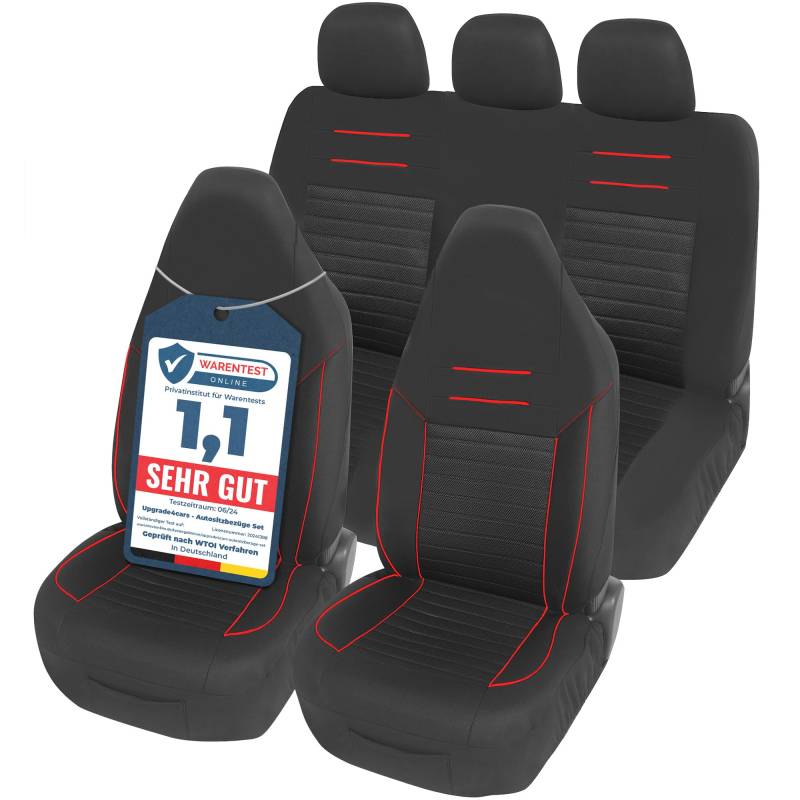 Upgrade4cars Autositzbezüge Set für Pilotensitze | Autositzbezug Komplettset in Rot | Autoschonbezüge Universal mit integrierter Kopfstütze | Autozubehör Innenraum Deko von Upgrade4cars