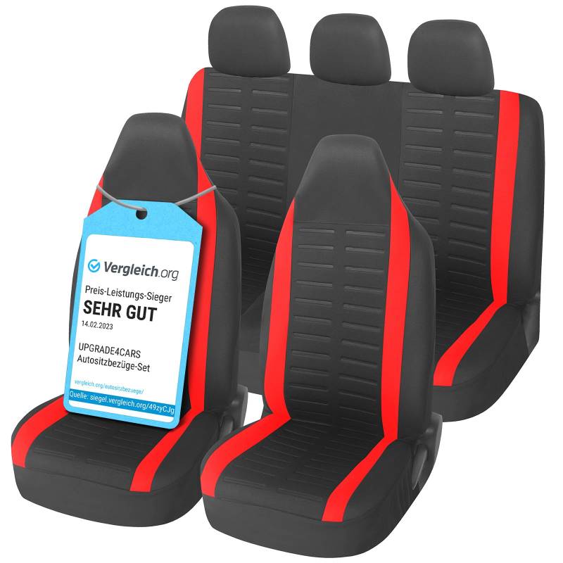 Upgrade4cars Autositzbezüge Set für Pilotensitze | Autositzbezug Komplettset in Rot | Autoschonbezüge Universal mit integrierter Kopfstütze | Autozubehör Innenraum Deko von Upgrade4cars