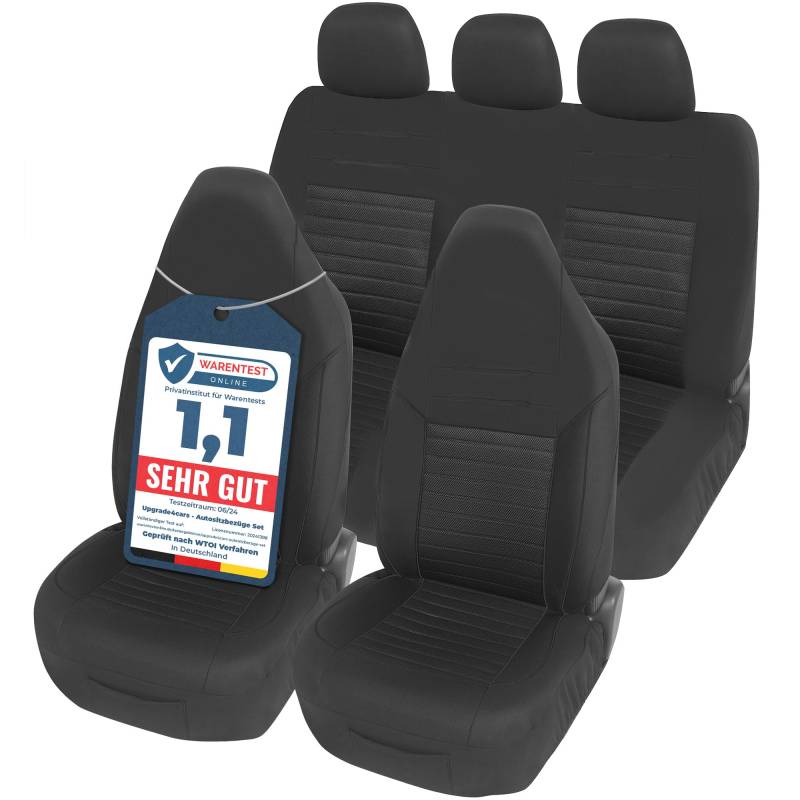 Upgrade4cars Autositzbezüge Set für Pilotensitze | Autositzbezug Komplettset in Schwarz | Autoschonbezüge Universal mit integrierter Kopfstütze | Autozubehör Innenraum Deko von Upgrade4cars