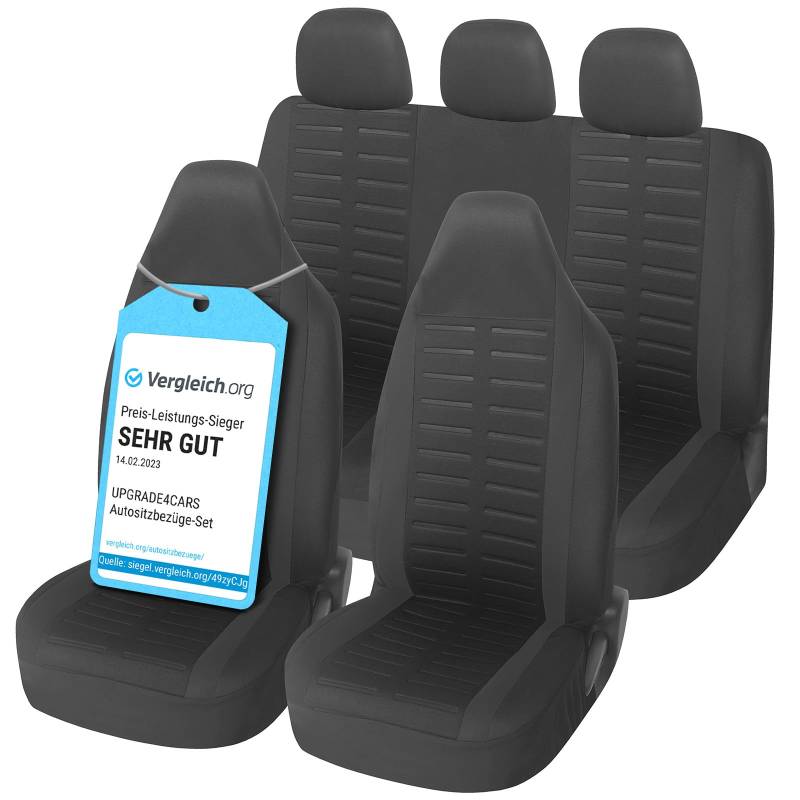 Upgrade4cars Autositzbezüge Set für Pilotensitze | Autositzbezug Komplettset in Schwarz | Autoschonbezüge Universal mit integrierter Kopfstütze | Autozubehör Innenraum Deko von Upgrade4cars