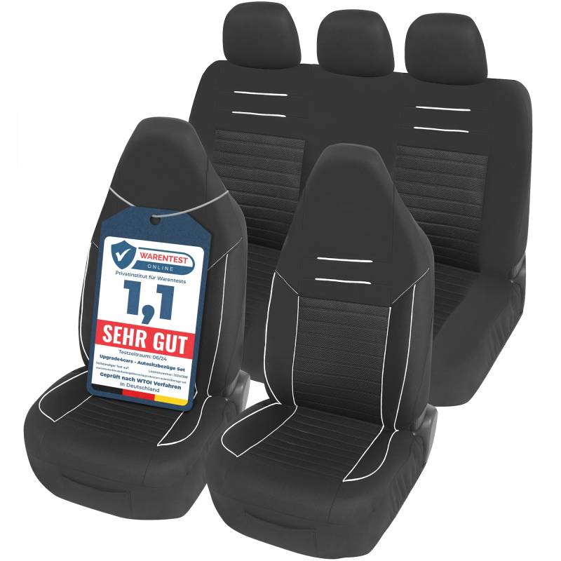 Upgrade4cars Autositzbezüge Set für Pilotensitze | Autositzbezug Komplettset in Weiß | Autoschonbezüge Universal mit integrierter Kopfstütze | Autozubehör Innenraum Deko von Upgrade4cars