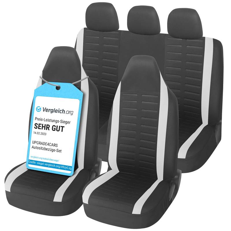 Upgrade4cars Autositzbezüge Set für Pilotensitze | Autositzbezug Komplettset in Weiß | Autoschonbezüge Universal mit integrierter Kopfstütze | Autozubehör Innenraum Deko von Upgrade4cars