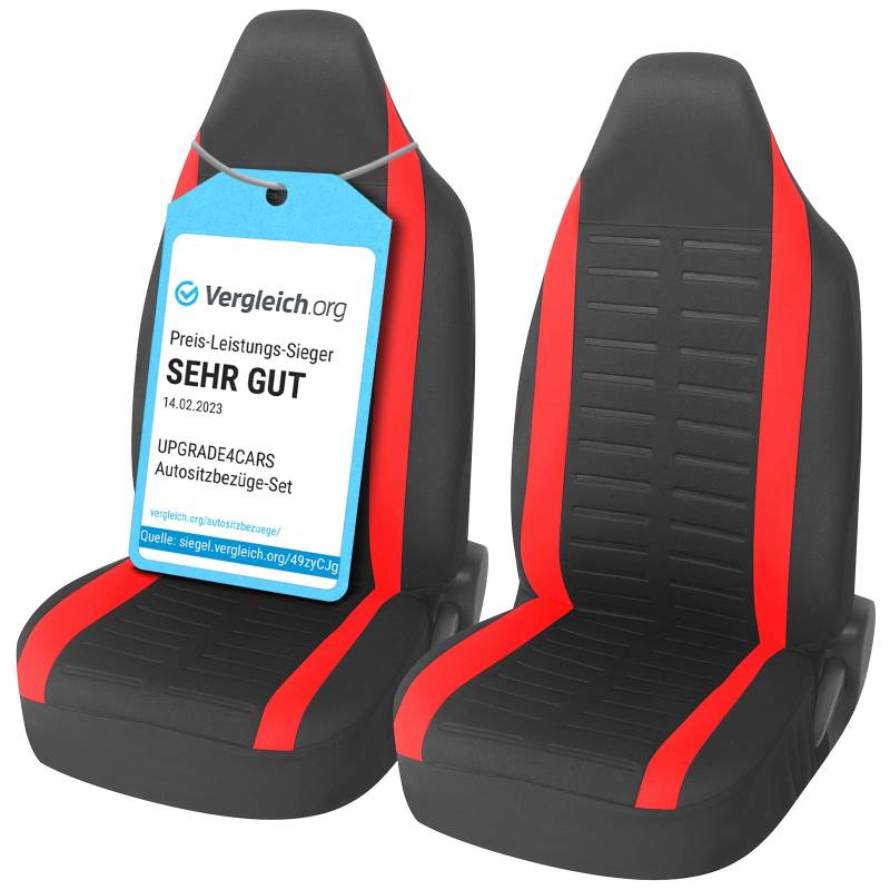 Upgrade4cars Autositzbezüge Set für Pilotensitze | Autositzbezug für die Vordersitze in Rot | Autoschonbezüge Universal mit integrierter Kopfstütze | Autozubehör Innenraum Deko von Upgrade4cars