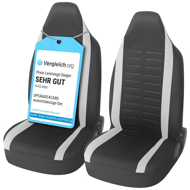Upgrade4cars Autositzbezüge Set für Pilotensitze | Autositzbezug für die Vordersitze in Weiß | Autoschonbezüge Universal mit integrierter Kopfstütze | Autozubehör Innenraum Deko von Upgrade4cars