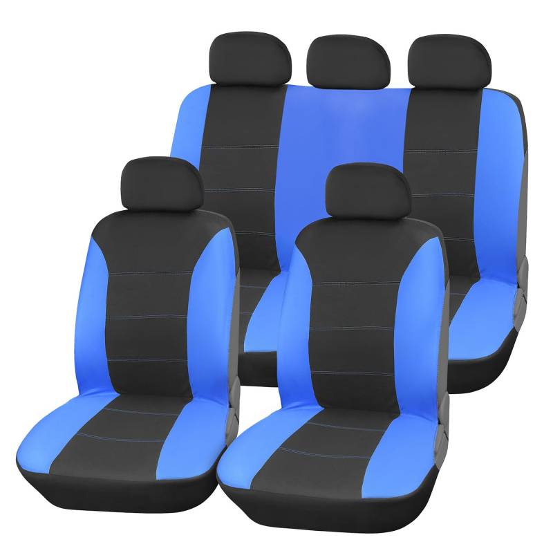 Upgrade4cars Autositzbezüge Set für die Vordersitze & Rückbank | Auto-Schonbezüge Universal in Blau von Upgrade4cars