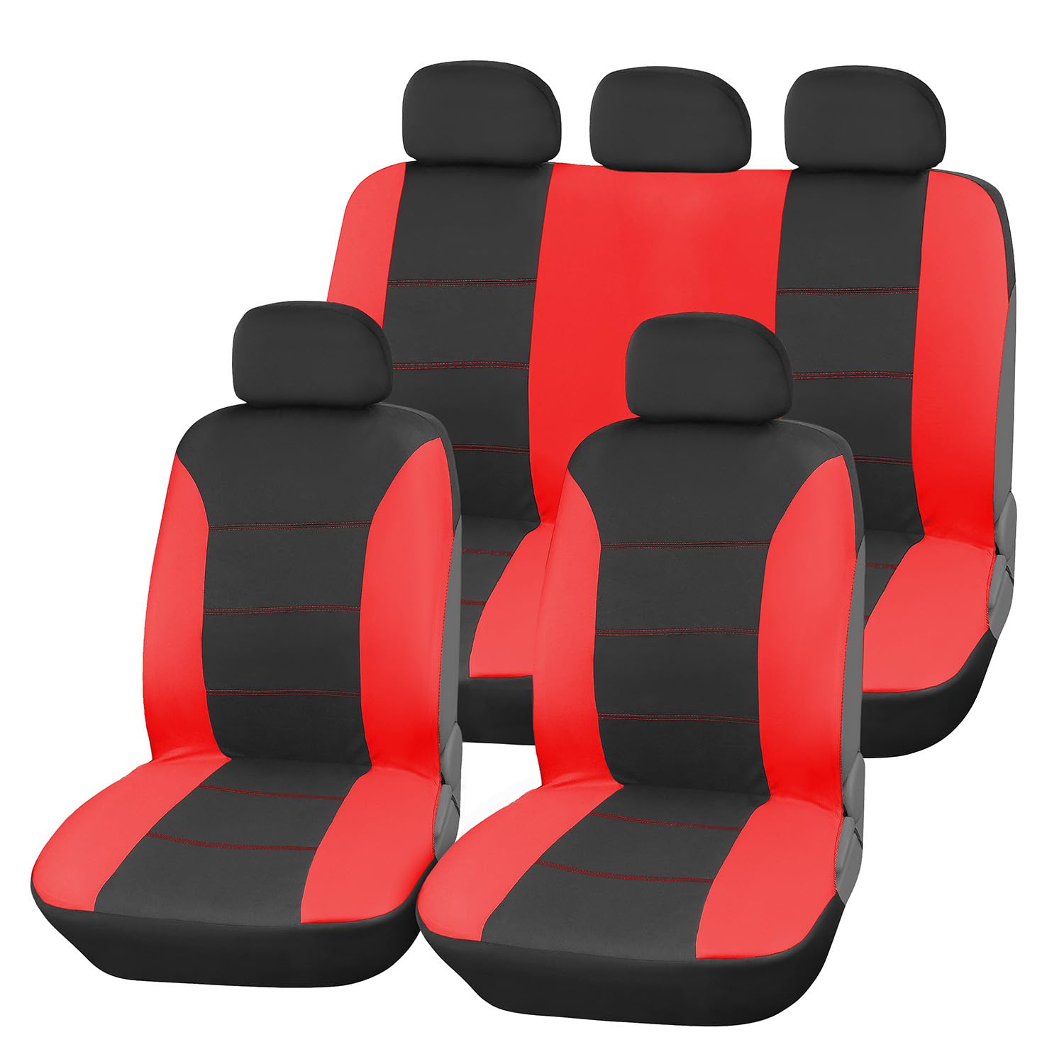 Upgrade4cars Autositzbezüge Set für die Vordersitze & Rückbank | Auto-Schonbezüge Universal in Rot von Upgrade4cars