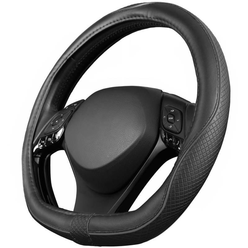 Upgrade4cars D-Form Lenkradbezug in Schwarz | Lenkradschoner Universal | Lenkradhülle für Sommer & Winter | Autozubehör Innenraum Deko von Upgrade4cars