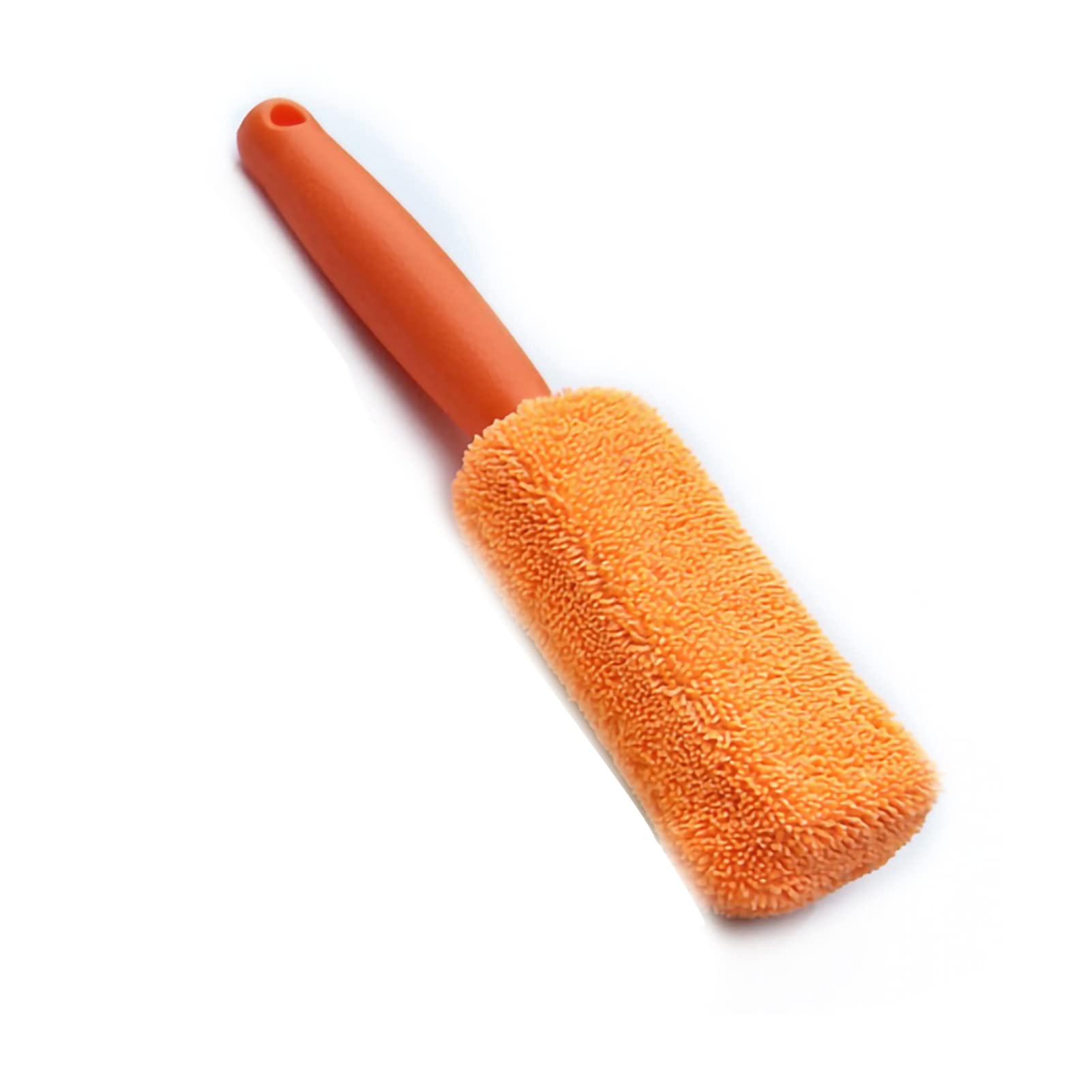 Uplory Auto-Felgenreinigungsbürste, Mikrofaser, Langer Griff, weich, wiederverwendbar, Reinigungswerkzeug für Reifenfelgen für Autowaschanlagen (Orange) von Uplory