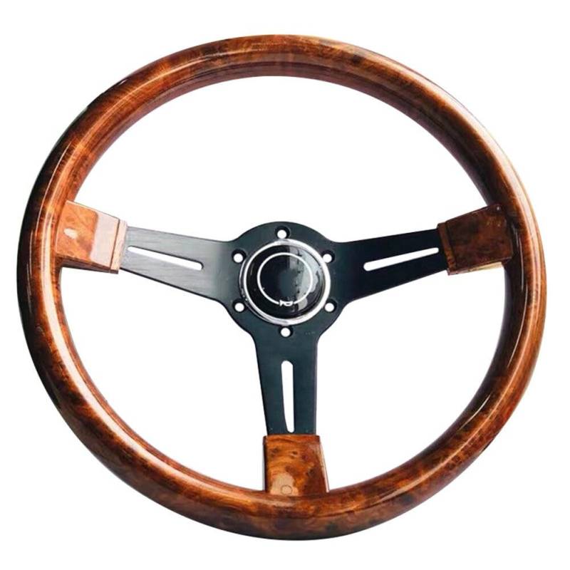 14 Zoll Holzlenkrad 6 Loch Auto Retro Sportlenkrad mit Horn Universal Rennwagen Lenkrad für Auto Modifiziertes Lenkrad Autozubehör von Uposao