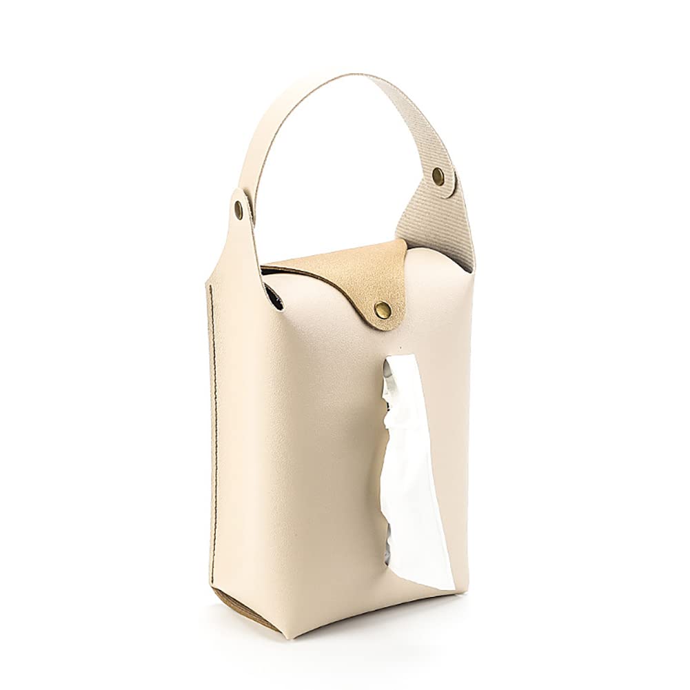 Auto Tissue Halter,Auto Rücksitz Serviettenhalter Kosmetiktücherbox Hängen Taschentuchspender Auto Taschentuchbox PU Leder Hängen Auto Taschentuchbox Papiertuchspender für Wohnzimmer Büro,Beige von Uposao