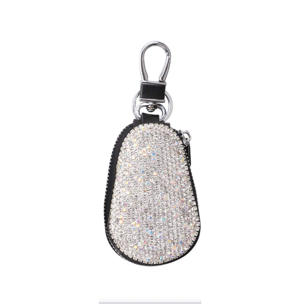 Bling Bling Autoschlüssel Tasche, Strass Glitzer Diamant Autoschlüssel Etui Leder Schlüsselanhänger Reißverschluss Schlüsselmäppchen Leder Schlüsseletui Schlüsseltasche Schlüsselring für Damen,Silber Bling Bling Autoschlüssel Tasche, Strass Glitzer Diamant Autoschlüssel Etui Leder Schlüsselanhänger Reißverschluss Schlüsselmäppchen Leder Schlüsseletui Schlüsseltasche Schlüsselring für Damen,Silber von Uposao