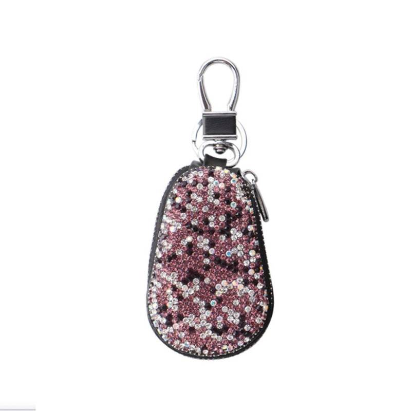Bling Bling Autoschlüssel Tasche, Strass Glitzer Diamant Autoschlüssel Etui Leder Schlüsselanhänger Reißverschluss Schlüsselmäppchen Leder Schlüsseletui Schlüsseltasche Schlüsselring für Damen,Lila von Uposao