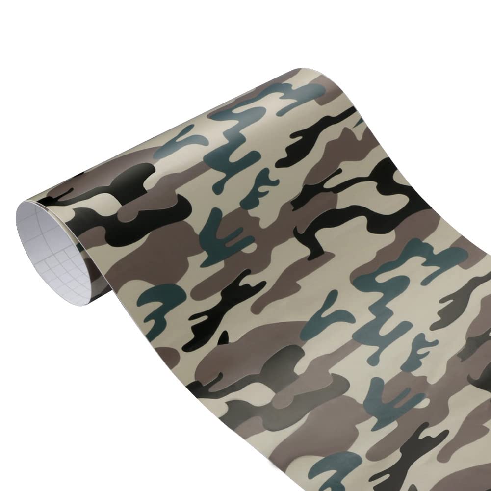 Camouflage Auto Folie,50cmx200cm Auto Vinylfolie Selbstklebende Tarnung Fahrzeug Lackschutzfolie Wasserdichter Auto Schutz Folie Autoaufkleber für Auto SUV LKW Bike Motorrad Boot Laptop von Uposao