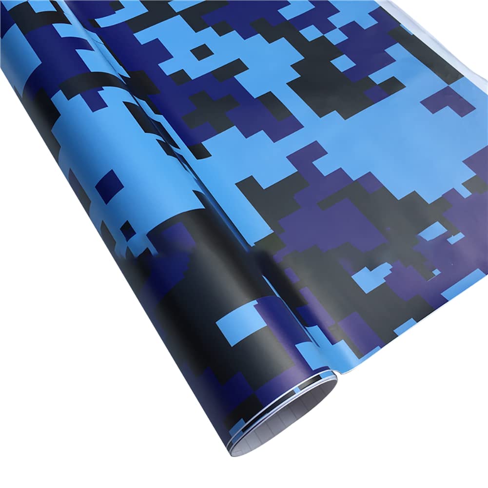 Camouflage Auto Folie,Auto Vinylfolie Selbstklebende Tarnung Fahrzeug Lackschutzfolie Auto Schutzfolie Wrapping DIY Vinyl Folie Autoaufkleber für Auto Motorrad Fahrrad,30cmx152cm,Blau von Uposao