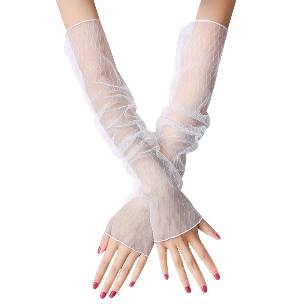 Uposao Handschuhe für Damen, Sommer Elegant Spitze Lang Handschuhe Armstulpen Sonnenschutz Fingerlose Handstulpen Hochzeit Brautstulpen Fahrhandschuhe für Hochzeit Party Karneval,Weiß #2 Uposao Handschuhe für Damen, Sommer Elegant Spitze Lang Handschuhe Armstulpen Sonnenschutz Fingerlose Handstulpen Hochzeit Brautstulpen Fahrhandschuhe für Hochzeit Party Karneval,Weiß #2 von Uposao