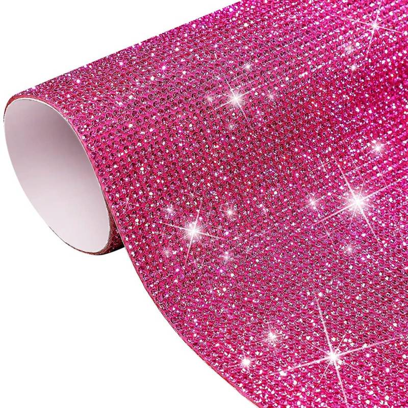 Selbstklebende Glitzer Strass Diamant Band,Kristall Strass Diamantband Edelstein Glitzersteine Bling Aufkleber für Party Dekoration Hochzeit Geburtstag Deko DIY Auto Handy Dekoration,Rose von Uposao