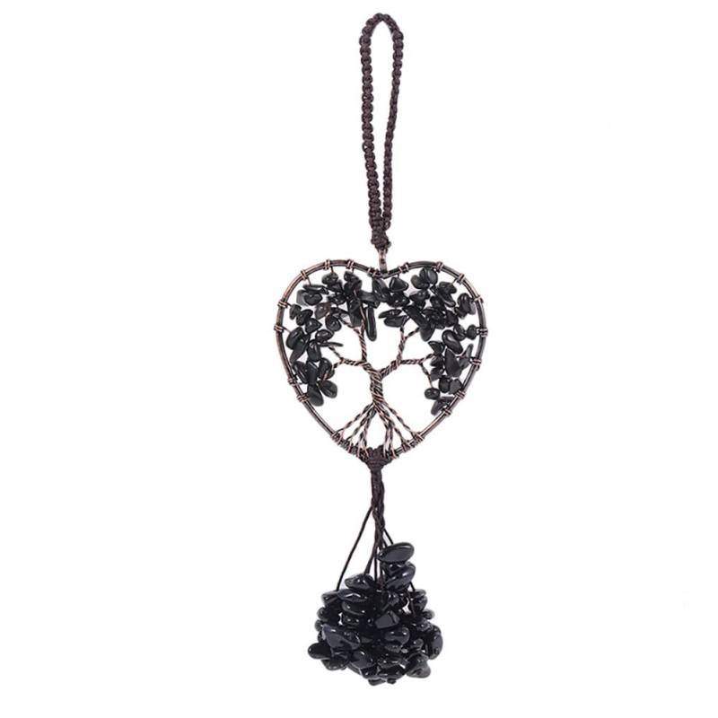 Uposao Sonnenfänger zum Aufhängen, Baum des Lebens Hängendes Kristall Auto Ornament Kristall Auto Rückspiegel Anhänger Geschenk Fenster-Hänge-Dekor Meditations-Ornamente Heimdekoration,Schwarz von Uposao