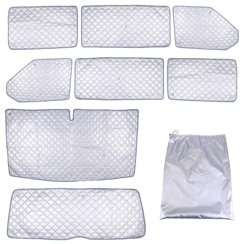 Sonnenschutz Frontscheibe Ersatz für T5 T6 Wohnmobil Transporter Thermomatten, 8PCS Innen Frontscheibenabdeckung Thermomatte Fahrerhaus von Uposao