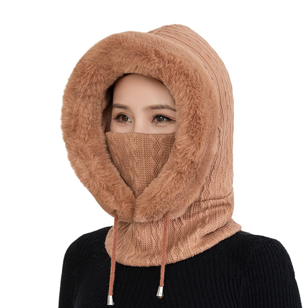 Sturmhaube Balaclava Damen,3 in 1 Winter Damen Strickmütze Dicke Fleecefutter Warm Skimütze mit Schal Schlupfmütze Skimütze Radfahren Mütze Schal Gesichtsmaske für Radfahren Skifahren Laufen Täglich Sturmhaube Balaclava Damen,3 in 1 Winter Damen Strickmütze Dicke Fleecefutter Warm Skimütze mit Schal Schlupfmütze Skimütze Radfahren Mütze Schal Gesichtsmaske für Radfahren Skifahren Laufen Täglich von Uposao