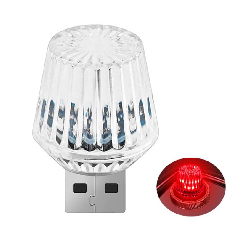 USB LED Auto Innenraum Umgebungsatmosphäre Lichter, Universal Mini LED USB-Leuchten Auto Innenraum Atmosphäre Lampe LED Beleuchtung Nachtlicht Zubehör für Laptops USB-Buchse Stromversorgung,Rot von Uposao