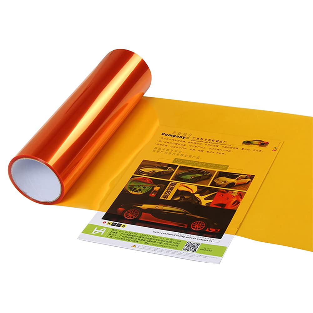 Uposao Auto Tönungsfolie für Scheinwerfer,Auto Selbstklebende Folie Aufkleber Scheinwerfer Rückleuchten Blinker Nebelscheinwerfer Film Autoaufkleber Vinyl-Rauchfolie 100x30cm,Orange von Uposao