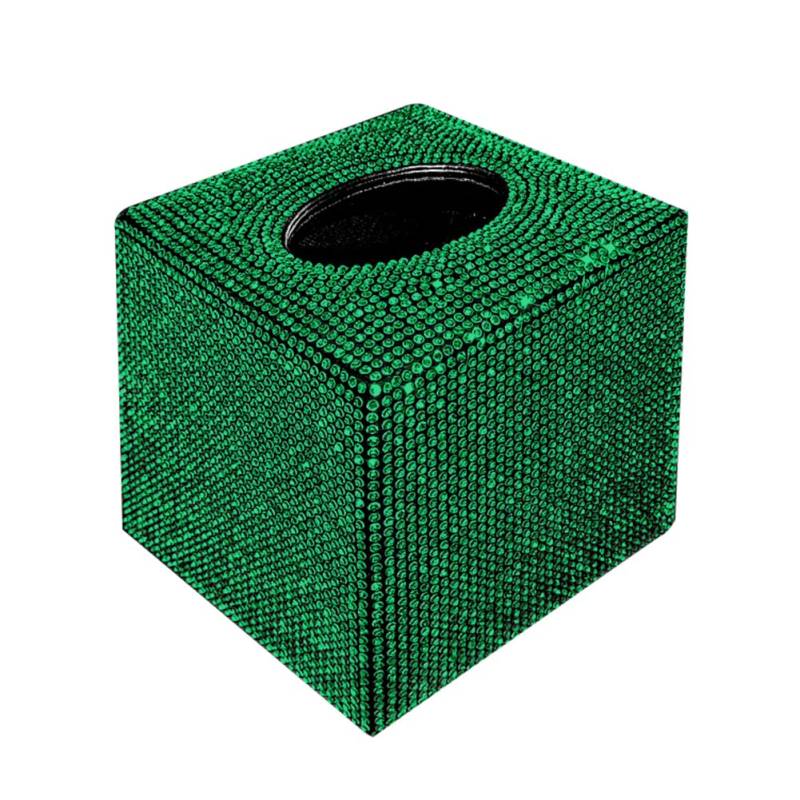 Uposao Bling Bling Auto Tissue Box, Quadratisch Glitzer Kristall Strass Taschentuchbox Kosmetiktücherbox Taschentuchspender Taschentuchhalter für Esszimmer Badezimmer Schlafzimmer Auto Büro,Grün von Uposao
