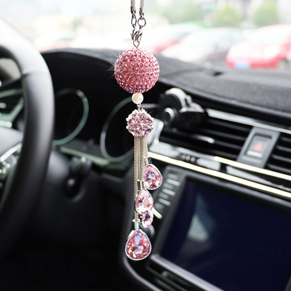 Uposao Bling Kristall Auto Rückspiegel Anhänger, Sonnenfänger Auto Rückspiegel Ornament Innenraum Zubehör Strass Charm für Auto Rückspiegel Auto Hängende Anhänger Autodekoration Kristallkugel von Uposao