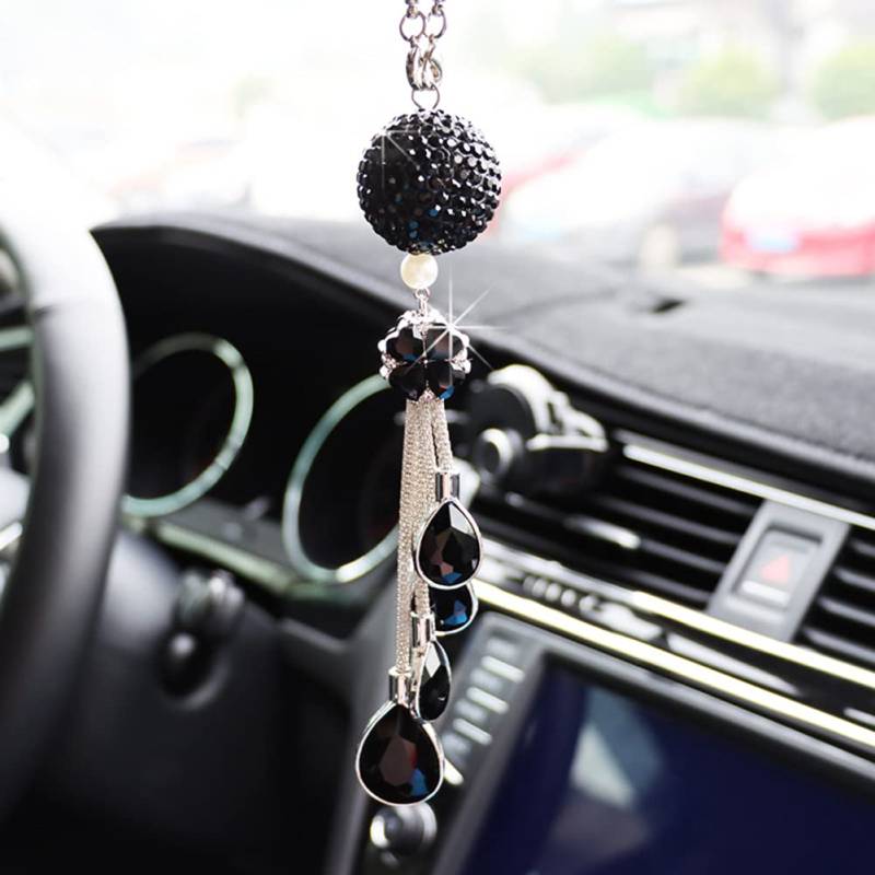 Uposao Bling Kristall Auto Rückspiegel Anhänger, Sonnenfänger Auto Rückspiegel Ornament Innenraum Zubehör Strass Charm für Auto Rückspiegel Auto Hängende Anhänger Autodekoration Kristallkugel von Uposao