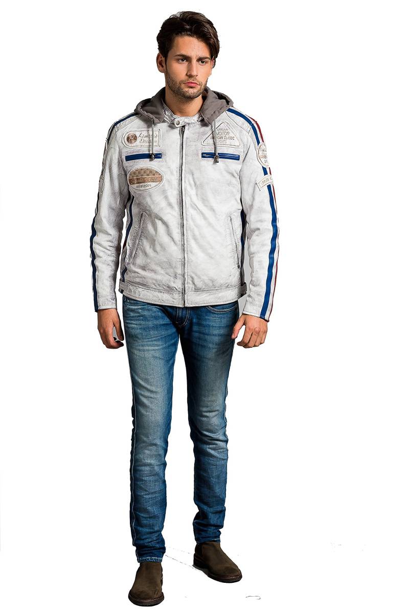 URBAN 5884 Motorradjacke Herren Leder, Herrenjacke aus Lammleder, verstaubare Protektoren für Rücken, Schultern und Ellenbogen von URBAN 5884