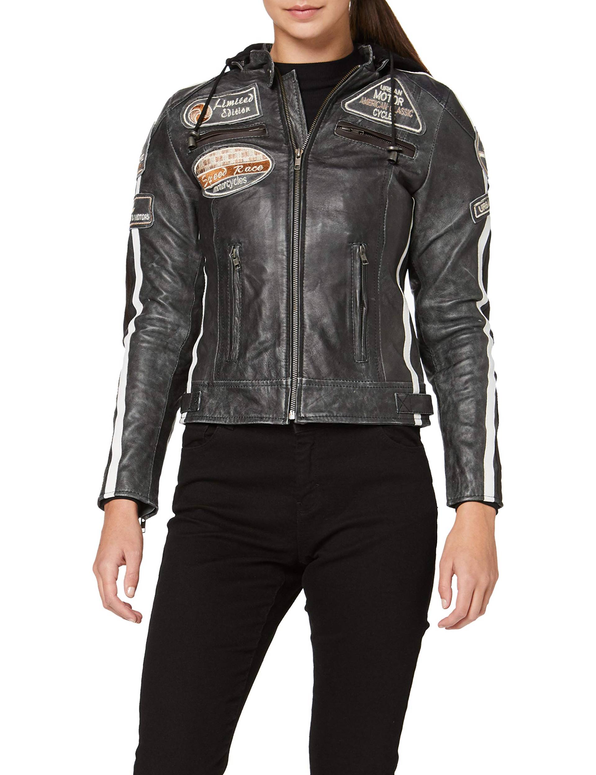 URBAN 5884 Motorradjacke Damen Mit Protektoren, Damenjacke aus Lammleder, Protektoren für Rücken, Schultern und Ellenbogen, Breaker, 2XL/58 von URBAN 5884