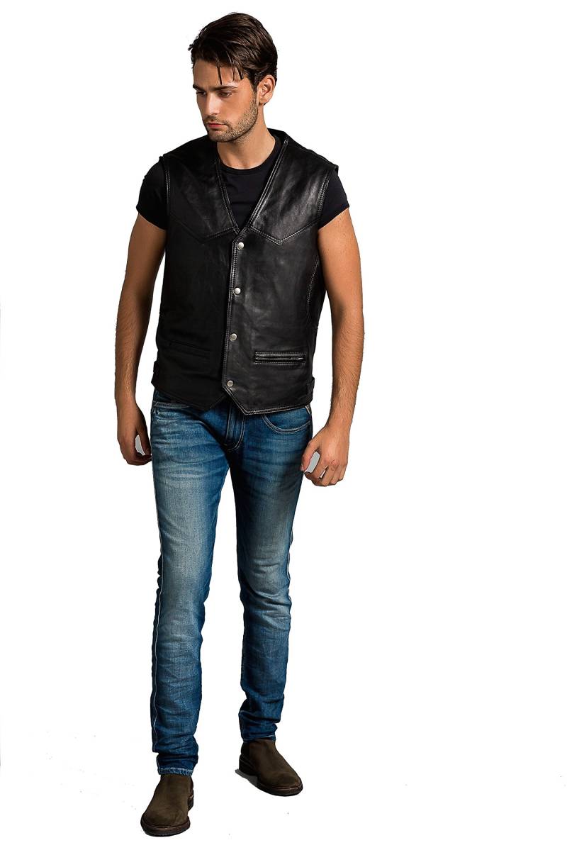 Urban Leather Billy - Herren Lederweste, Black, Größe M von Urban Leather