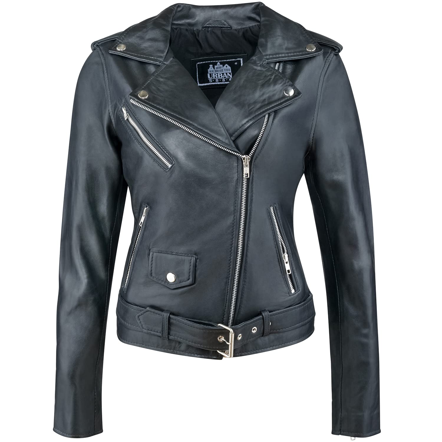 URBAN LEATHER Damen Ur-130 Damen Jacke biker Perfecto Ladies, Schwarz, S EU von Urban Leather