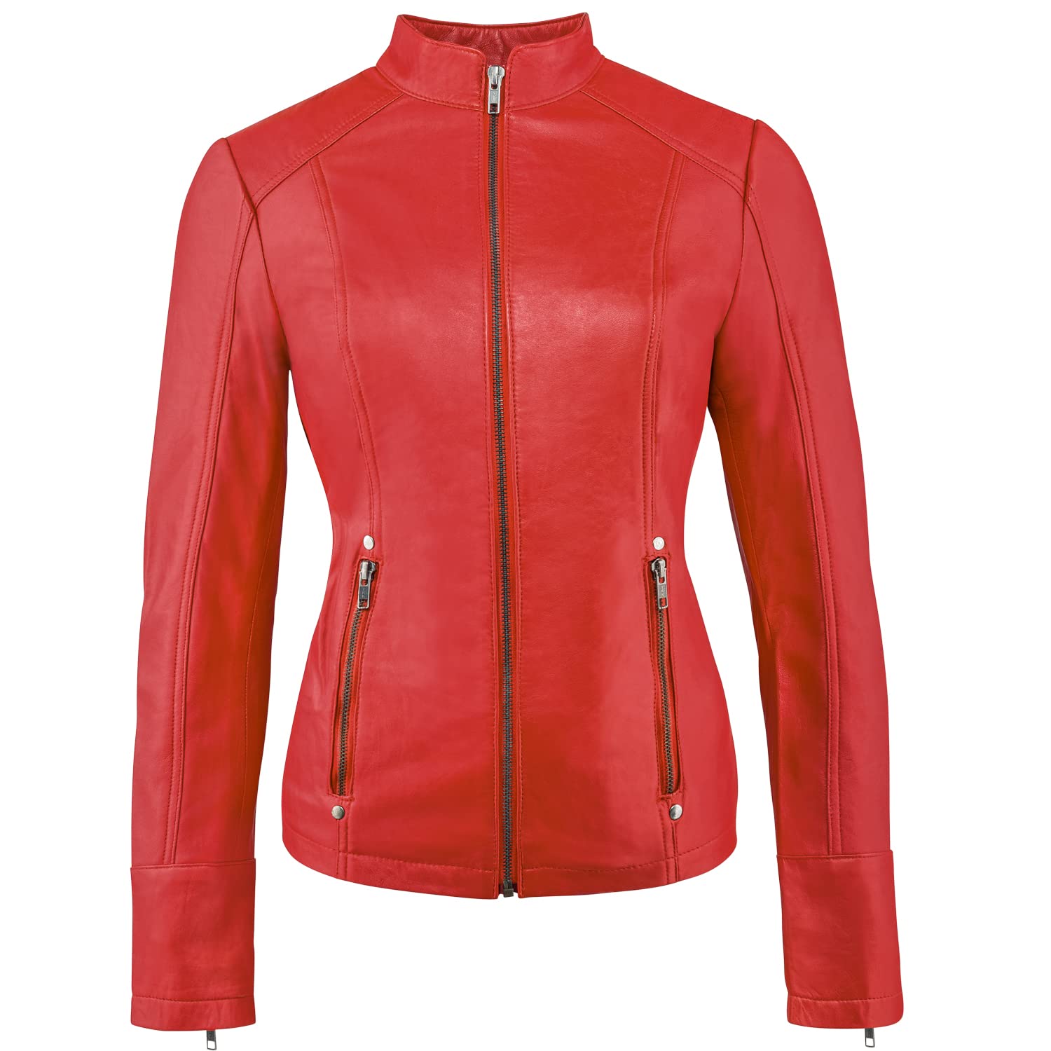 URBAN 5884 Damen RT01 Lederjacke, Biker Style Lammfelljacke, eng Anliegend und Weich anzufassen von URBAN 5884