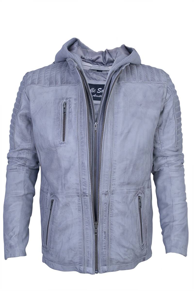 Urban Leather UR-45 Original Herren Biker Jacke B539, Grau, Große : 2XL von Urban Leather
