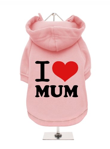 "Mütter Tag: I love Mum" UrbanPup Hunde Sweatshirt (Rosa/Schwarz/Rot) von UrbanPup