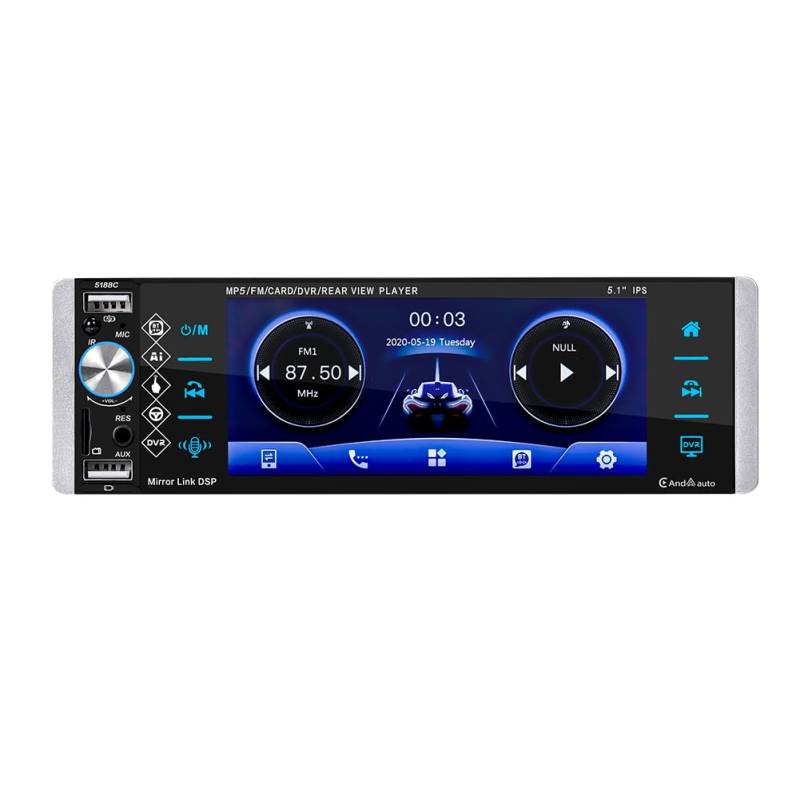 Urhause Single Din Car Stereo MP5 Player 5.1Inch Touchscreen Car Audio Radio Kompatibel mit Bluetooth TF USB Frequenzmodulation von Urhause